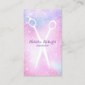 美容師ピンクパープルグラデーショングリッターアポイントメント 予約カード (正面)