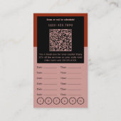 美容師ピンクブラック&レッドサンキュー，ロイヤリティ& 予約カード (裏面)