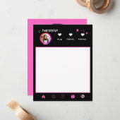 美容師ピンクメイクアップアーティストインスタグラムQRコード ノートカード (正面/裏面インサイチュ)