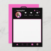 美容師ピンクメイクアップアーティストインスタグラムQRコード ノートカード (正面/裏面)
