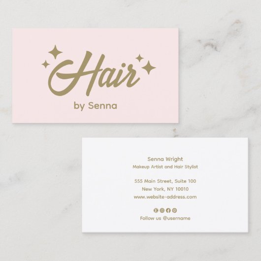 美容師ピンクレトロ星 名刺 (正面/裏面)