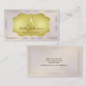 美容師ピンク金ゴールドグリッターサルーンスクエア 名刺 (正面/裏面)