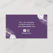 美容師ピーコックシザーパープル美しいサロン 名刺 (裏面)