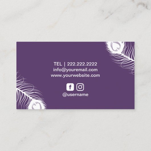 美容師ピーコックシザーパープル美しいサロン 名刺 (裏面)