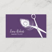 美容師ピーコックシザーパープル美しいサロン 名刺 (正面)