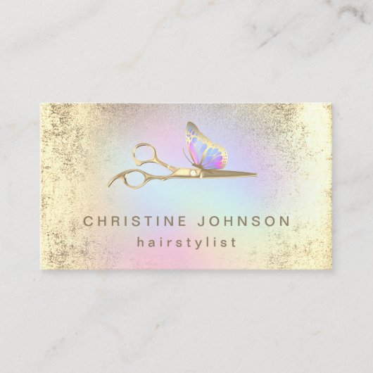 美容師フェイク金ゴールド箔はさみ 名刺 (正面)