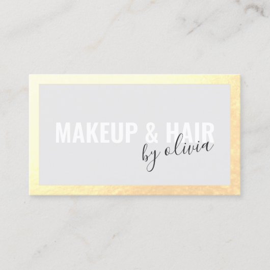 美容師フェイク金箔フレームビジネスカード 名刺 (正面)