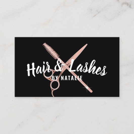 美容師フラッシュ美しいサロン赤面バラ金ゴールド 名刺 (正面)