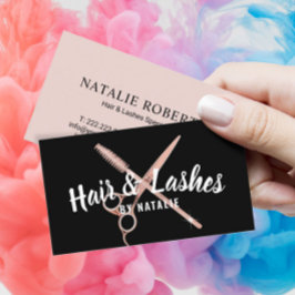 美容師フラッシュ美しいサロン赤面バラ金ゴールド 名刺