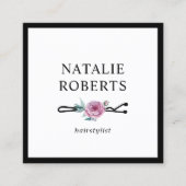 美容師フラワーボビーピンミニマリストフレーム スクエア名刺 (正面)