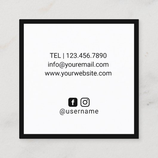 美容師フラワーボビーピンミニマリストフレーム スクエア名刺 (裏面)