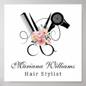 美容師フローラはさみスタイリッシュ美しいサロン ポスター (正面)