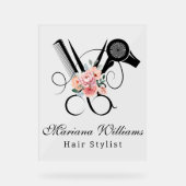 美容師フローラはさみモダン美しいサロン アクリルサイン (正面)