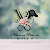 美容師フローラはさみモダン美しいサロン アクリルサイン (ニュートラル)