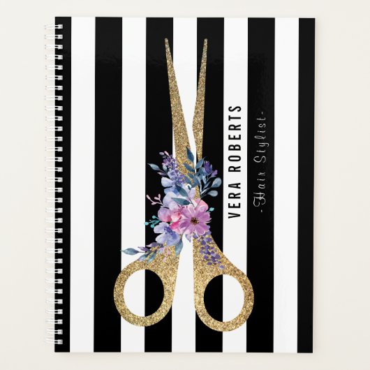 美容師フローラグリッターシザー美しいサロン プランナー手帳 (正面)