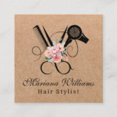 美容師フローラシザーカークラフトブラウン スクエア名刺 (正面)