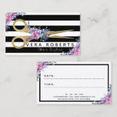 美容師フローラ金ゴールドグリッター鋏 予約カード (正面/裏面)