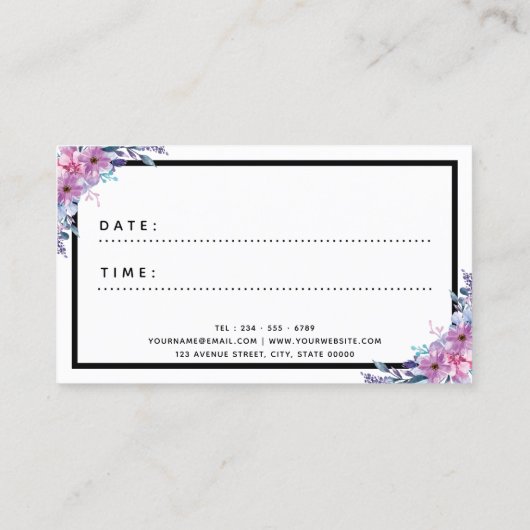 美容師フローラ金ゴールドグリッター鋏 予約カード (裏面)