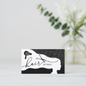 美容師ブラックグリッターサロンアポイントメント 予約カード (スタンド正面)