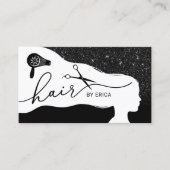 美容師ブラックグリッターサロンアポイントメント 予約カード (正面)