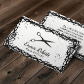 美容師ブラックシザーゴシックトーンフレーム 名刺