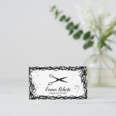 美容師ブラックシザーゴシックトーンフレーム 名刺 (スタンド正面)