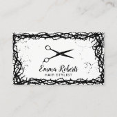 美容師ブラックシザーゴシックトーンフレーム 名刺 (正面)