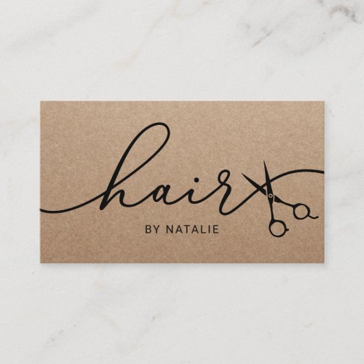美容師ブラックシザーミニマル美しいサロン 名刺 (正面)