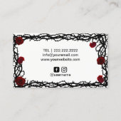 美容師ブラックシザーレッドローズ&トーンフレーム 名刺 (裏面)