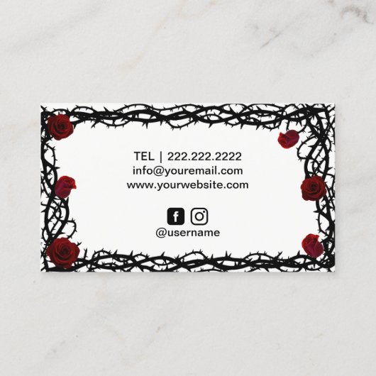 美容師ブラックシザーレッドローズ&トーンフレーム 名刺 (裏面)