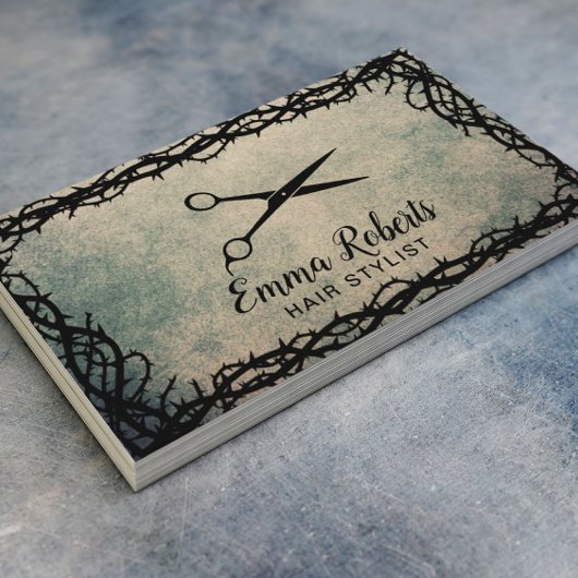 美容師ブラックシザーヴィンテージトーンフレーム 名刺