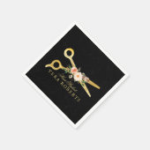 美容師ブラックダマスクラグジュアリー金ゴールド鋏 スタンダードカクテルナプキン (角)
