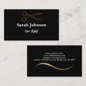 美容師ブラックミニマルタイポグラフィ 名刺 (正面/裏面)