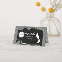 美容師ブラック長髪の折り畳みロイヤリティカード