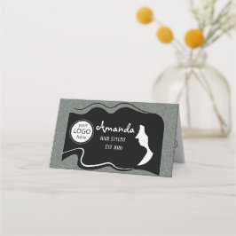 美容師ブラック長髪の折り畳みロイヤリティカード ロイヤリティカード