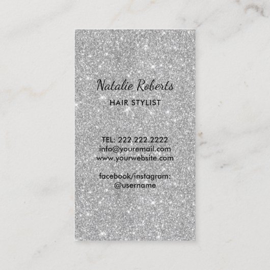 美容師ブラック&シルバースカル美しいサロン 名刺 (裏面)