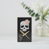 美容師ブラック&シルバースカル美しいサロン 名刺 (スタンド正面)