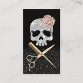 美容師ブラック&シルバースカル美しいサロン 名刺 (正面)