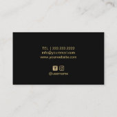 美容師ブラック&金ゴールドフローラ美しいサロン 名刺 (裏面)