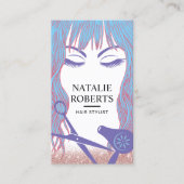 美容師ブルーヘア美しいガールヘアサロン 名刺 (正面)