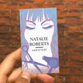 美容師ブルーヘア美しいガールヘアサロン 名刺