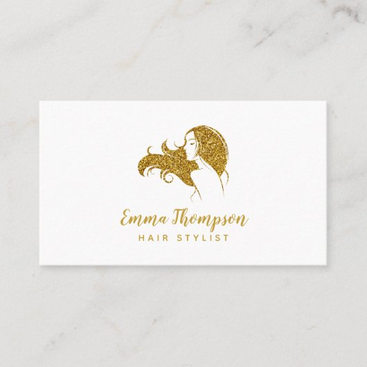 美容師プロフェッショナルロゴホワイトおよび金ゴールド 名刺 (正面)