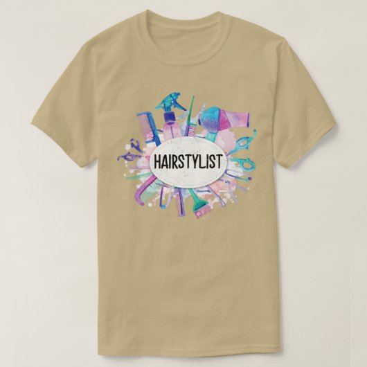 美容師ヘアカット工具女性美容師 Tシャツ (デザイン正面)