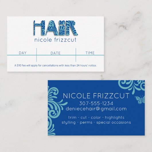 美容師ヘアサロンアポイントメント名刺 名刺 (正面/裏面)
