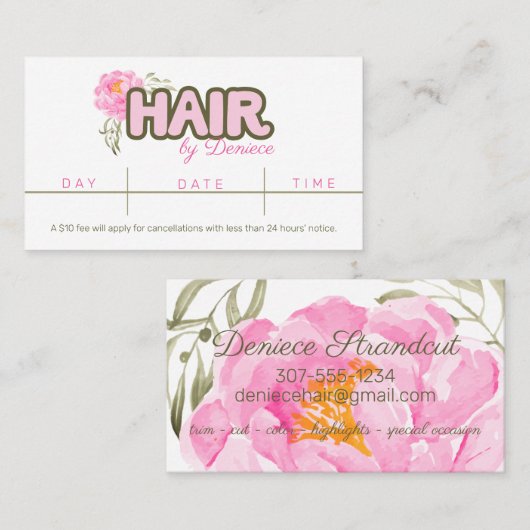 美容師ヘアサロンアポイントメント名刺 名刺 (正面/裏面)
