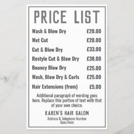 美容師ヘアサロンチラシ価格表 チラシ