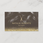 美容師ヘアサロンヘアドレッサー金ゴールドシザー 名刺 (正面)