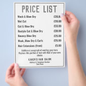 美容師ヘアサロンリーフレットプライスリストフライヤー チラシ (手)