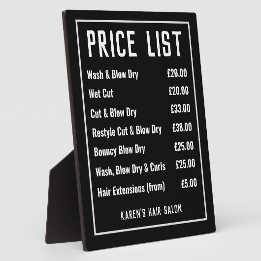 美容師ヘアサロン価格表 フォトプラーク (側面)