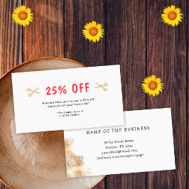 美容師ヘアスタイリストサロン金ゴールドはさみ 割引カード